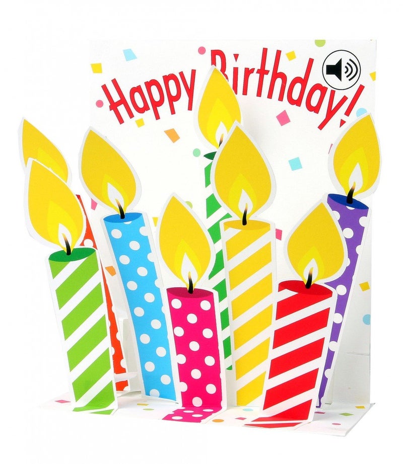 Up With Paper Pop-Up Sight 'N Sound Greeting Card - Birthday Candles, multi colored